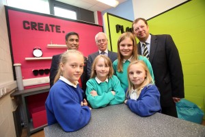 Hannah McDonald, Leah Horsburgh, Lily Anderson and Millie Charlton with Ammar Mirza of Asian Business Connexions, Bill Midgley of Leazes Homes and John Lee of YHN