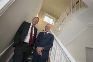 Leader of Newcastle City Council, Cllr Nick Forbes and Chair of Leazes Homes, Bill Midgley inside one of the properties