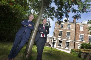 Chair of Leazes Homes, Bill Midgley and Leader of Newcastle City Council, Cllr Nick Forbes, outside Summerhill apartments