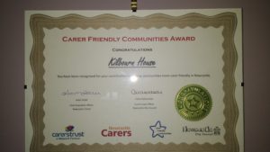 Kilbourn House's award certificate